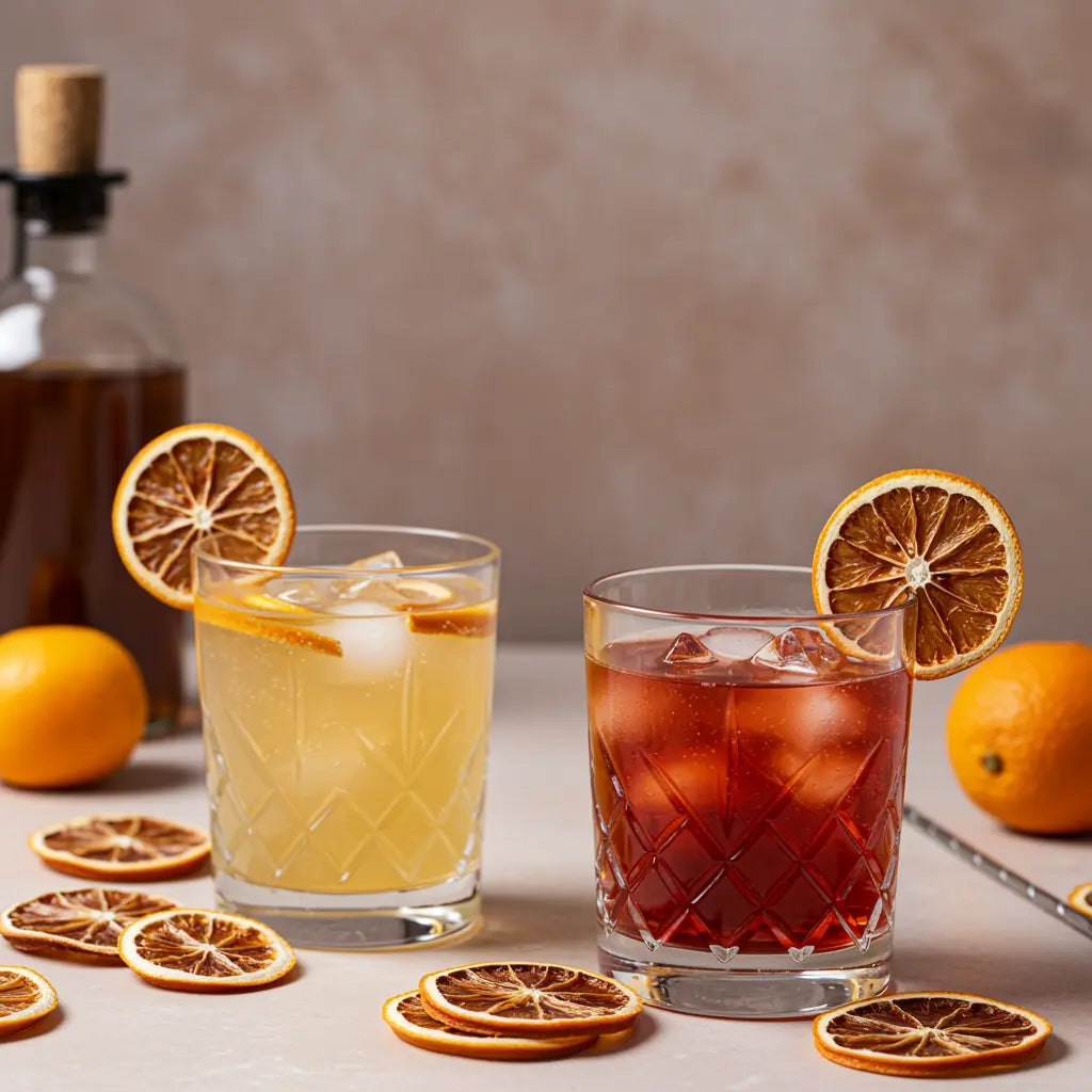 dehydrated fruit inside cocktails